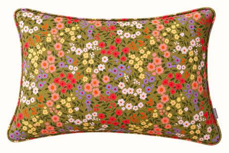 Capa de Almofada Retangular com Cordonê Floral Ceci Colorida
